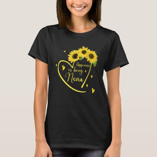 Womens Happiness Is Being A Nona Sunflower Tシャツ (正面)