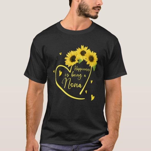 Womens Happiness Is Being A Nona Sunflower Tシャツ (正面)
