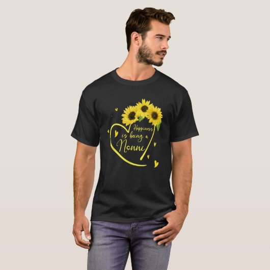 Womens Happiness Is Being A Nonni Sunflower Tシャツ (正面フル)