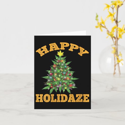 Womens Happy Holidaze Funny Weed Christmas Stoner  カード (黄色い花)