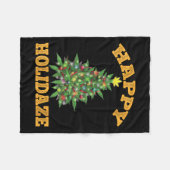 Womens Happy Holidaze Funny Weed Christmas Stoner  フリースブランケット (正面(横))