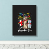 Womens Happy New Year Cat Happy Meow Year 2023キット キャンバスプリント (インサイチュ (ウッドフロア))