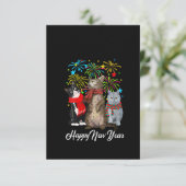 Womens Happy New Year Cat Happy Meow Year 2023キット 出欠カード (スタンド正面)