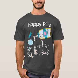 Womens Happy Pills Husky Dogs Cute Husky Lovers Co Tシャツ