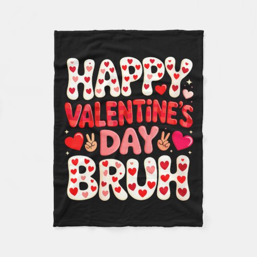 Women's Happy Valentine's Day Hearts Matching Kids フリースブランケット (正面)