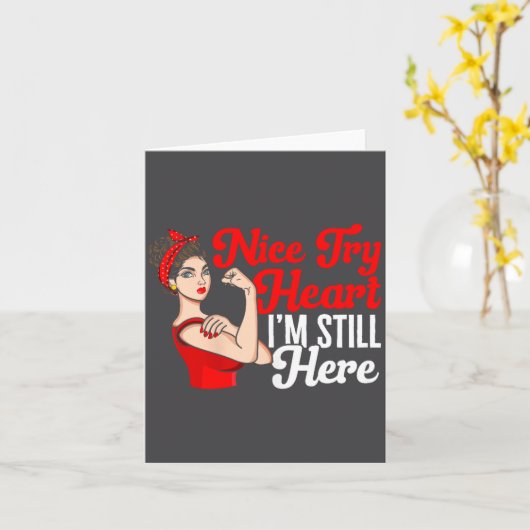 Womens Heart Disease Awareness Nice Try Heart I'm  カード (黄色い花)