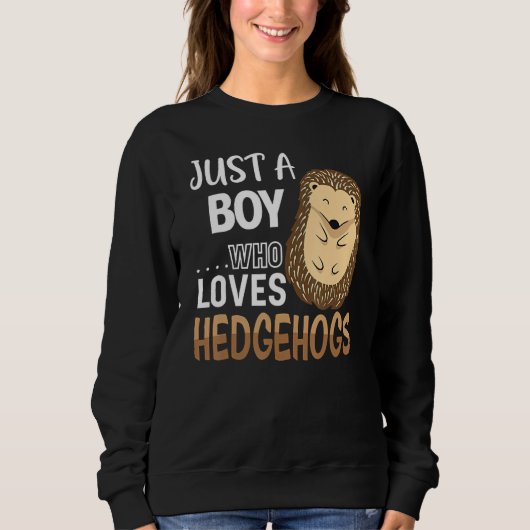 Womens Hedgehog Just A Boy Who Loves Hedgehog Cost スウェットシャツ (正面)