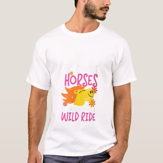 Womens Hold Your Horses Wild Ride Cute Horse V Nec Tシャツ (正面)