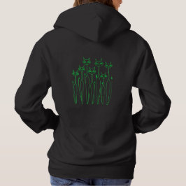 Women's Hoodie (Black- Hand-drawn Cats) パーカ