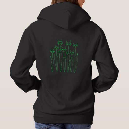 Women's Hoodie (Black- Hand-drawn Cats) パーカ (裏面)