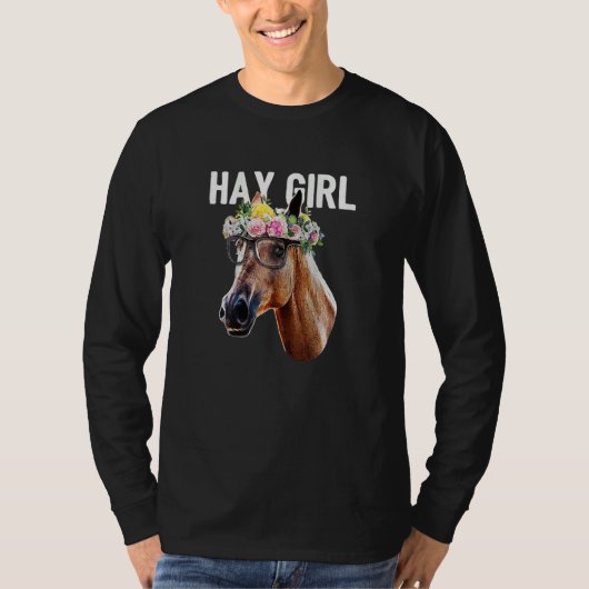 Womens Horse Farmer Love Flower For Horse Owner Ha Tシャツ (正面)