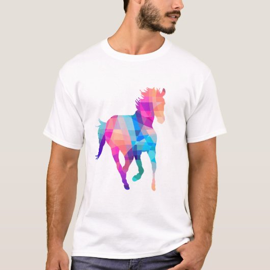 Womens Horse Geometric Colorful Equestrian Graphic Tシャツ (正面)