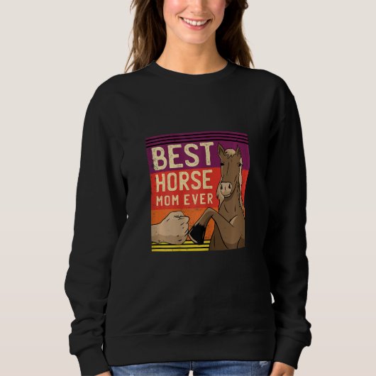 Womens Horseback Riding Best Horse Mom Equestrian  スウェットシャツ (正面)