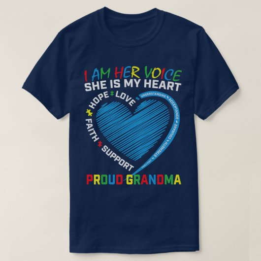 Womens I Am Her Voice Autism Awareness Granddaught Tシャツ (デザイン正面)