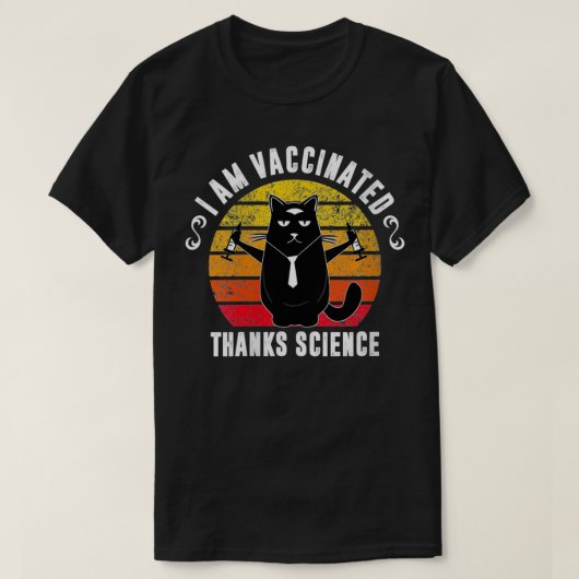 Womens I am Vaccinated 感謝してい Scienceヴィンテージ猫 Tシャツ (デザイン正面)