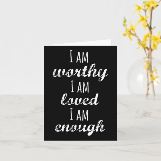 Women's I Am Worthy Motivational Christian  カード (黄色い花)