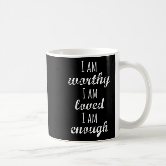 Women's I Am Worthy Motivational Christian  コーヒーマグカップ (右)