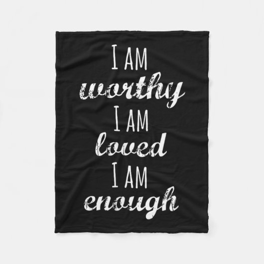 Women's I Am Worthy Motivational Christian  フリースブランケット (正面)