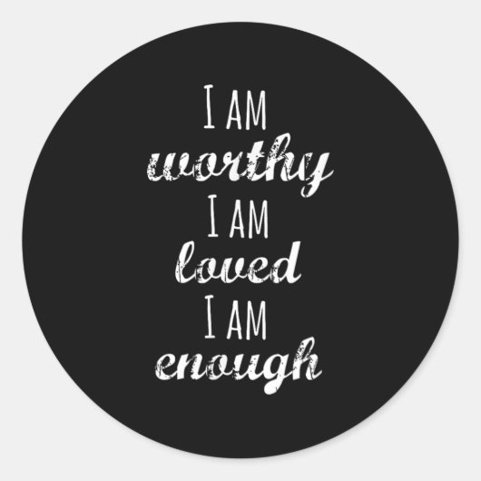 Women's I Am Worthy Motivational Christian  ラウンドシール (正面)