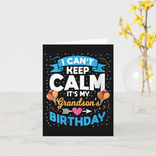Womens I Can't Keep Calm It's My Grandson Birthday カード (黄色い花)