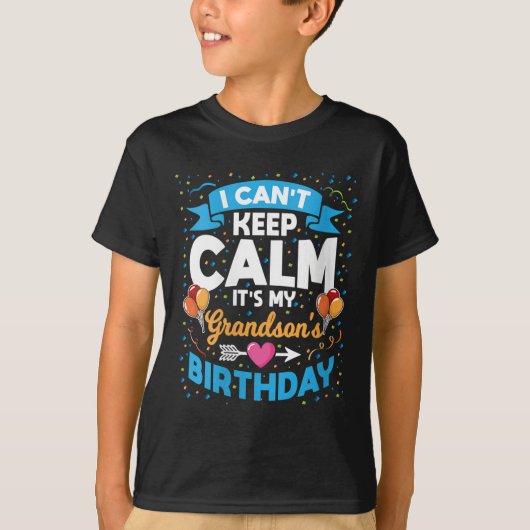 Womens I Can't Keep Calm It's My Grandson Birthday Tシャツ (正面)