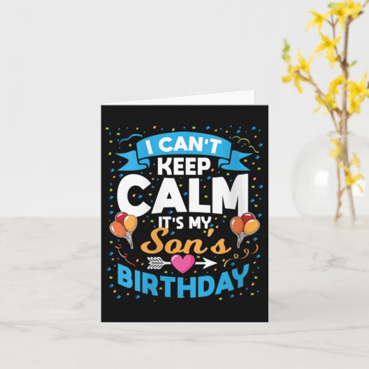 Womens I Can't Keep Calm It's My Son Birthday V-ne カード (黄色い花)