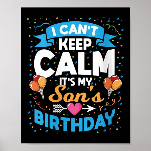 Womens I Can't Keep Calm It's My Son Birthday V-ne ポスター (正面)