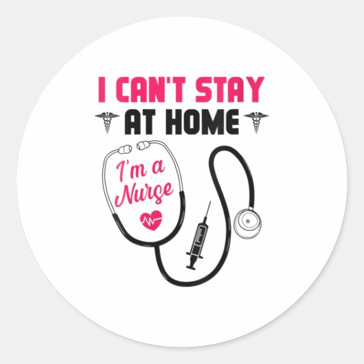 Womens I Cant Stay Home私はナースVNeck Tシャツ ラウンドシール (正面)