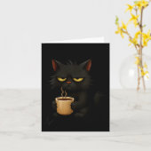 Womens I Don't Do Mornings Funny Quote Black Cat L カード (黄色い花)