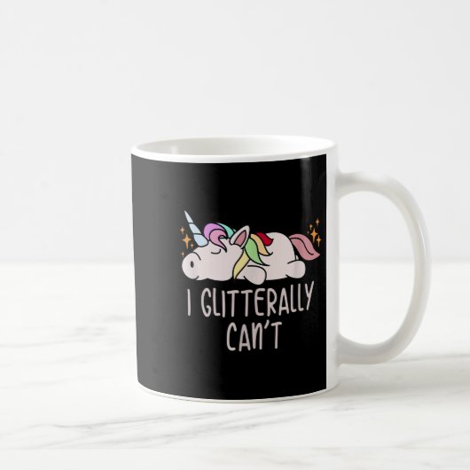 Womens I Glitterally Can't Unicorn  コーヒーマグカップ (右)