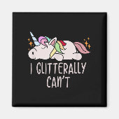Womens I Glitterally Can't Unicorn  マグネット (正面)