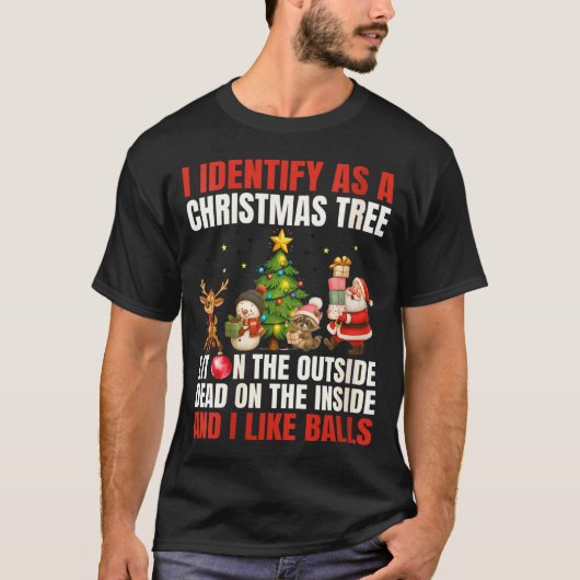 Womens I Identify As A Christmas Tree Lit On The O Tシャツ (正面)