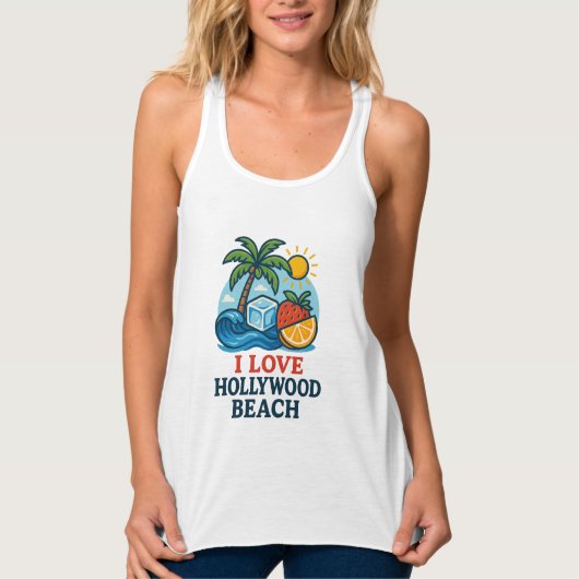 Women's i love Hollywoodビーチタンクトップ タンクトップ (正面)