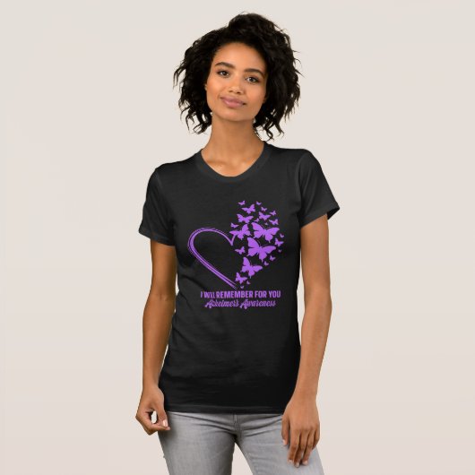 Women's I Will Remember For You Alz. Awareness Tee Tシャツ (正面フル)