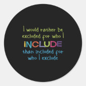 Womens I Would Rather Be Excluded For Who I Includ ラウンドシール (正面)