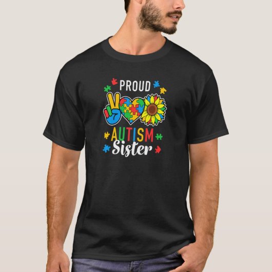 Womens I'm A Proud Autism Sister Autism Awareness  Tシャツ (正面)