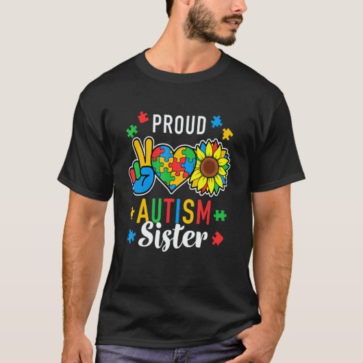 Womens I'm A Proud Autism Sister Autism Awareness Tシャツ (正面)