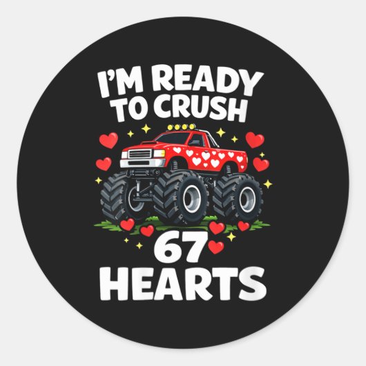 Women's I'm Ready To Crush 67 Hearts Truck Valenti ラウンドシール (正面)