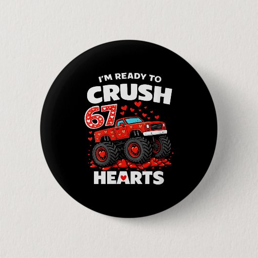 Women's I'm Ready To Crush 67 Hearts Truck Valenti 缶バッジ (正面)