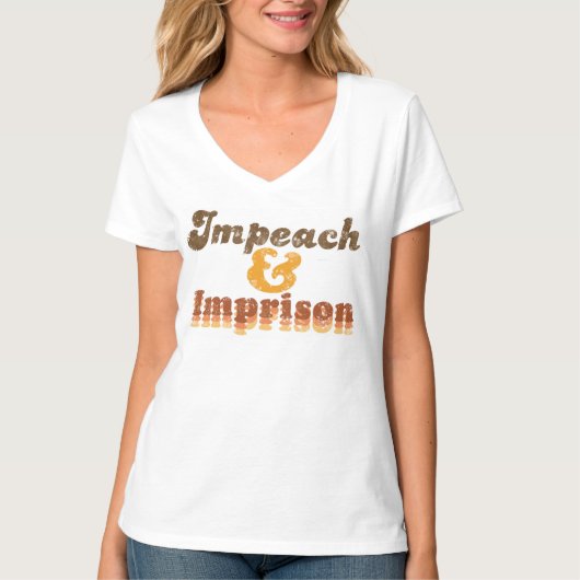Women's Impeach & Imprison V-Neck T-Shirt Tシャツ (正面)
