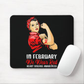 Womens In February We Wear Red - Heart Disease Awa マウスパッド (マウス)