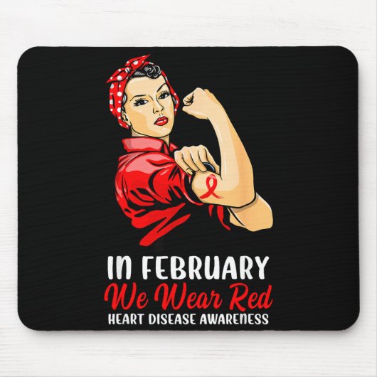 Womens In February We Wear Red - Heart Disease Awa マウスパッド (正面)