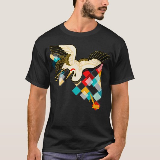 Womens Industrial & Asian Cranes Collage Art, Arti Tシャツ (正面)