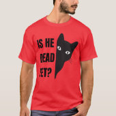 Womens isHeVintageDeadYet cat VNeck boy Tシャツ (正面)