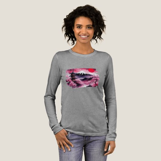 Women's Japanese Scenery longsleeve Tshirt  トライブレンドＴシャツ (正面全体)