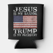 Womens Jesus Is My Savior Trump is My President 20 缶クーラー (正面)