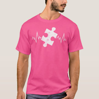 Womens Jigsaw Puzzle Piece Heartbeat - Puzzler Pul Tシャツ