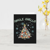 Womens Jingle Shells Christmas Tree Snowflakes Cel カード (黄色い花)