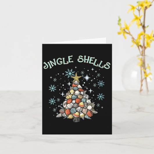 Womens Jingle Shells Christmas Tree Snowflakes Cel カード (黄色い花)