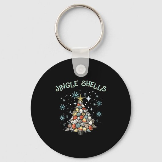 Womens Jingle Shells Christmas Tree Snowflakes Cel キーホルダー (正面)